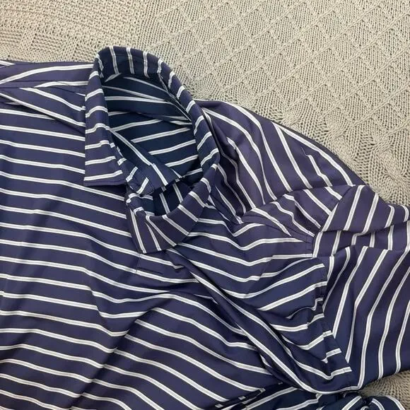 Peter Millar Summer Comfort Navy and White Striped Polo XL - Picture 11 of 11